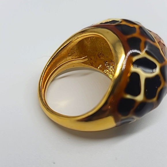 KJL Kenneth Jay Lane Vintage Enamel & Swarovski Crystal Leopard Cocktail ring 💍 - Picture 6 of 13